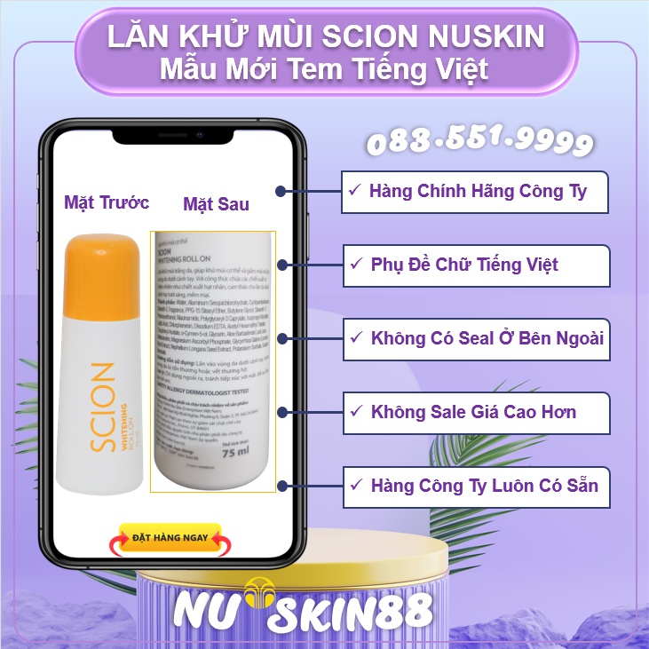 Lăn Khử Mùi Scion Pure White Roll On Nuskin 2