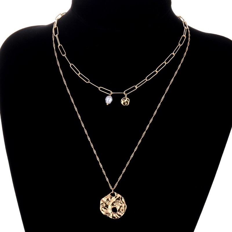 Vòng cổ kim loại nhiều lớp phong cách vintage