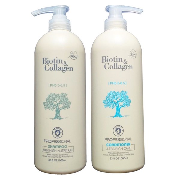 Bộ dầu gội xả Biotin collagen trắng phục hồi ngăn rụng kích thích mọc tóc 1000ml