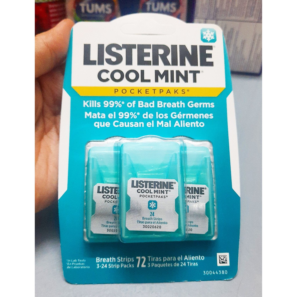 Miếng Ngậm Thơm Miệng Diệt Khuẩn LISTERINE COOL MINT vỉ 3 hộp 24 miếng từ Mỹ bỏ túi tiện lợi