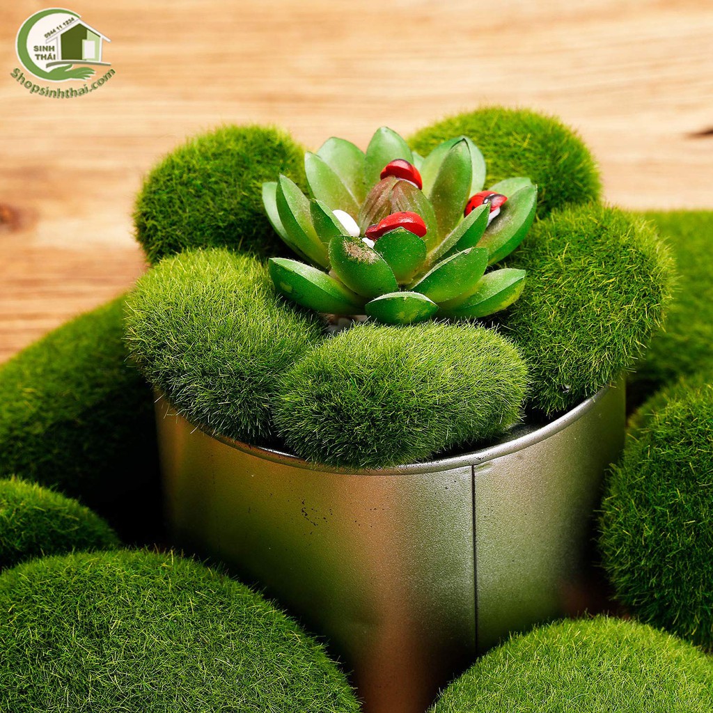 Bịch 5 cục đá rêu giả - rêu đá nhân tạo phủ cỏ xanh, trang trí
