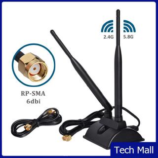 6dbi wifi antenna with rp-sma male connector 2.4ghz 5ghz dual band wireless antenna with magnetic