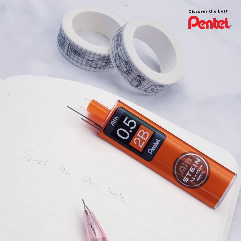 Ruột Chì Kim Pentel Ain Stein 2B Ngòi 0.2/0.3/0.5/0.7/0.9mm  | Cấu Trúc Tổ Ong Siêu Cứng | Nét Viết Trơn Mượt