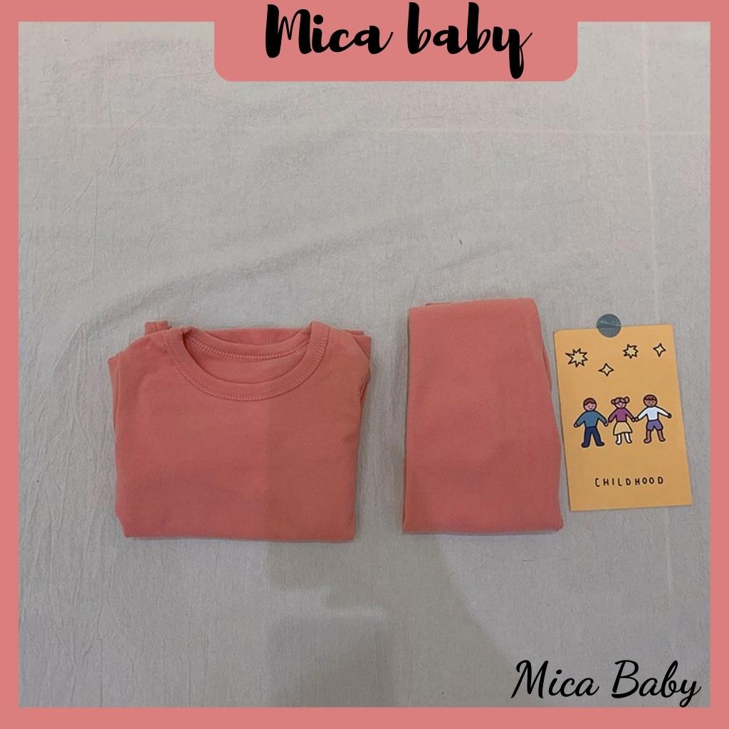 Bộ quần áo cotton nỉ giữ nhiệt màu trơn cho bé Mica baby QA14