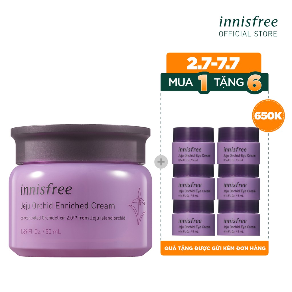 Kem dưỡng giàu dưỡng chất ngăn ngừa lão hóa sớm từ hoa lan Innisfree Jeju Orchid Enriched Cream 50ml