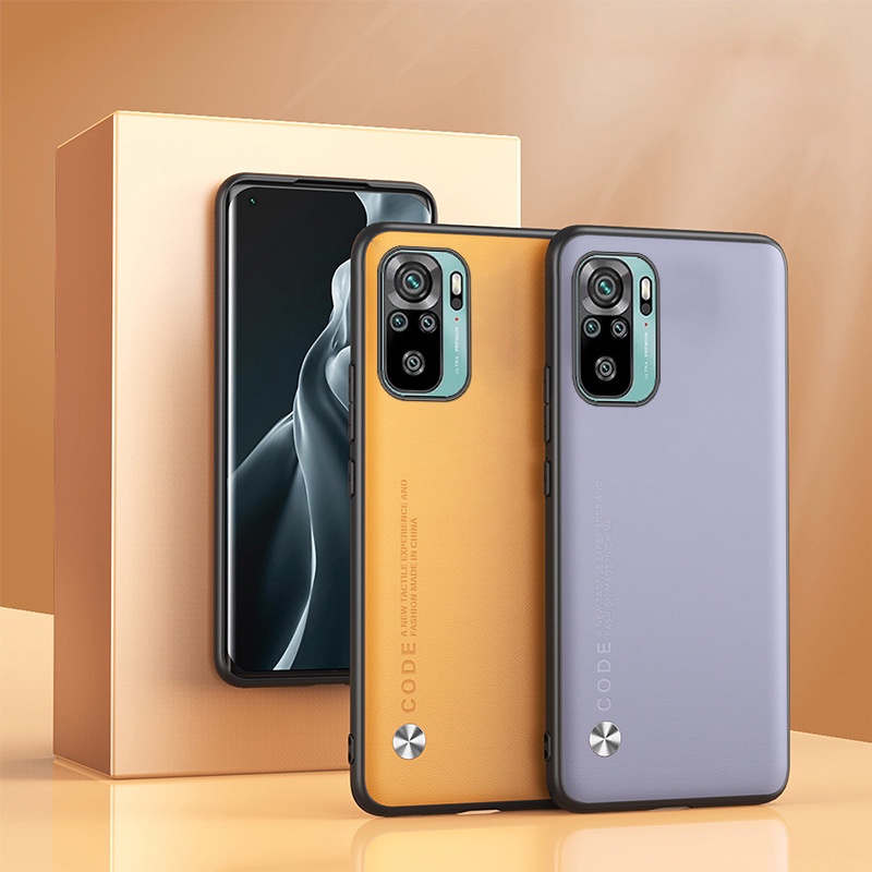 Kinh Doanh Màu Trơn PU Da Trơn Ốp Lưng Cho Xiaomi Redmi Note 11 Note 11 Pro Note 11S Note 10 4G Note 10S Note 10 Pro Note 10 5G Thời Trang Siêu Mỏng TPU + PC Mềm Cạnh Chống Sốc Chống Vân Tay Ốp Lưng
