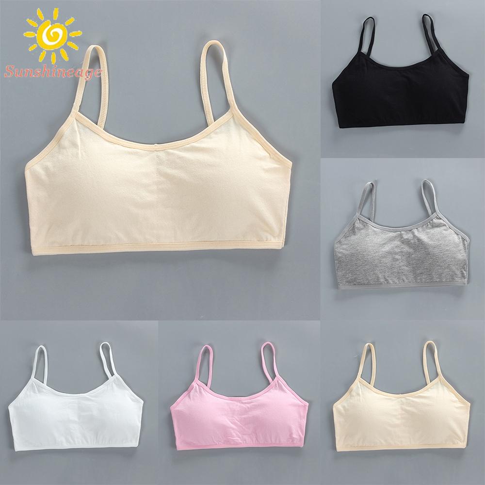 Áo Lót Crop Top Màu Trắng/Đen/Xám Thời Trang Mùa Hè Cho Bé Gái Từ 9-12 Tuổi