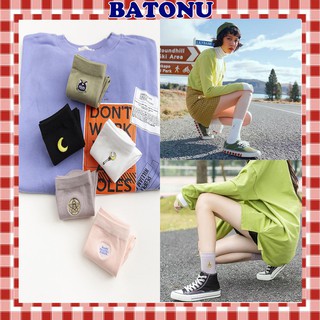 Combo 5 đôi tất nữ cổ cao hình mèo mặt trăng tn48