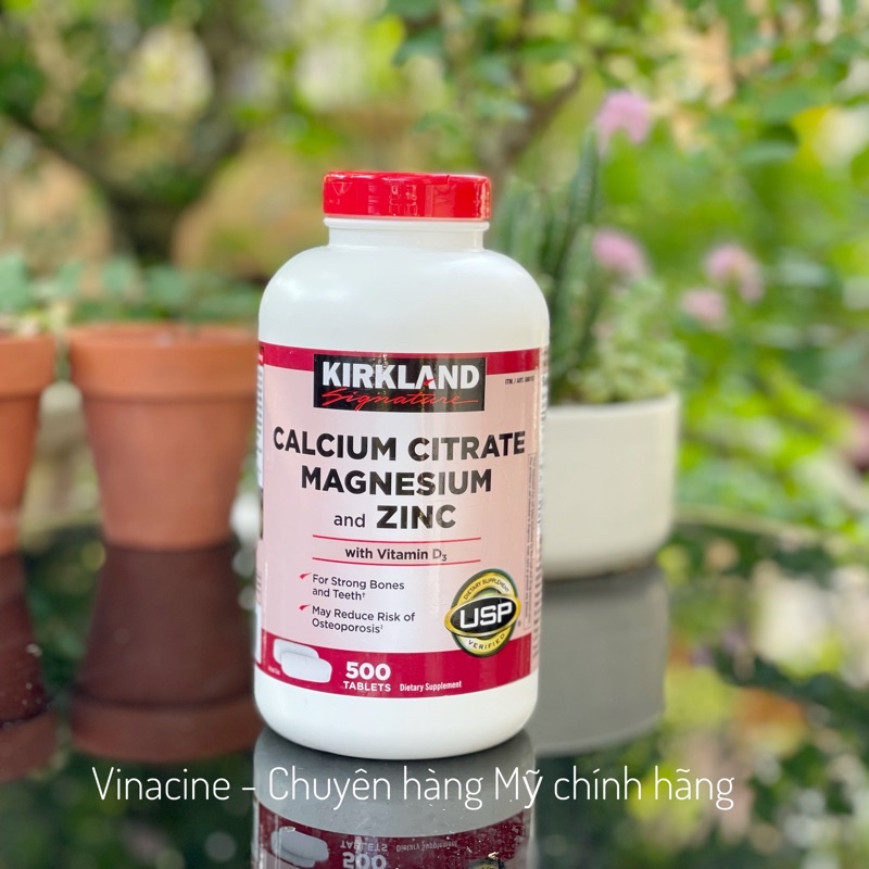 Viên Uống Bổ Sung Canxi Kirkland Signature Calcium Citrate Magnesium and Zinc 500 viên