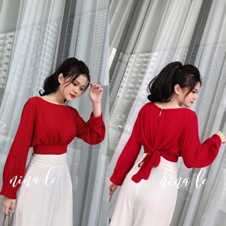 ÁO CROPTOP CỘT NƠ LƯNG (KÈM HÌNH THẬT)