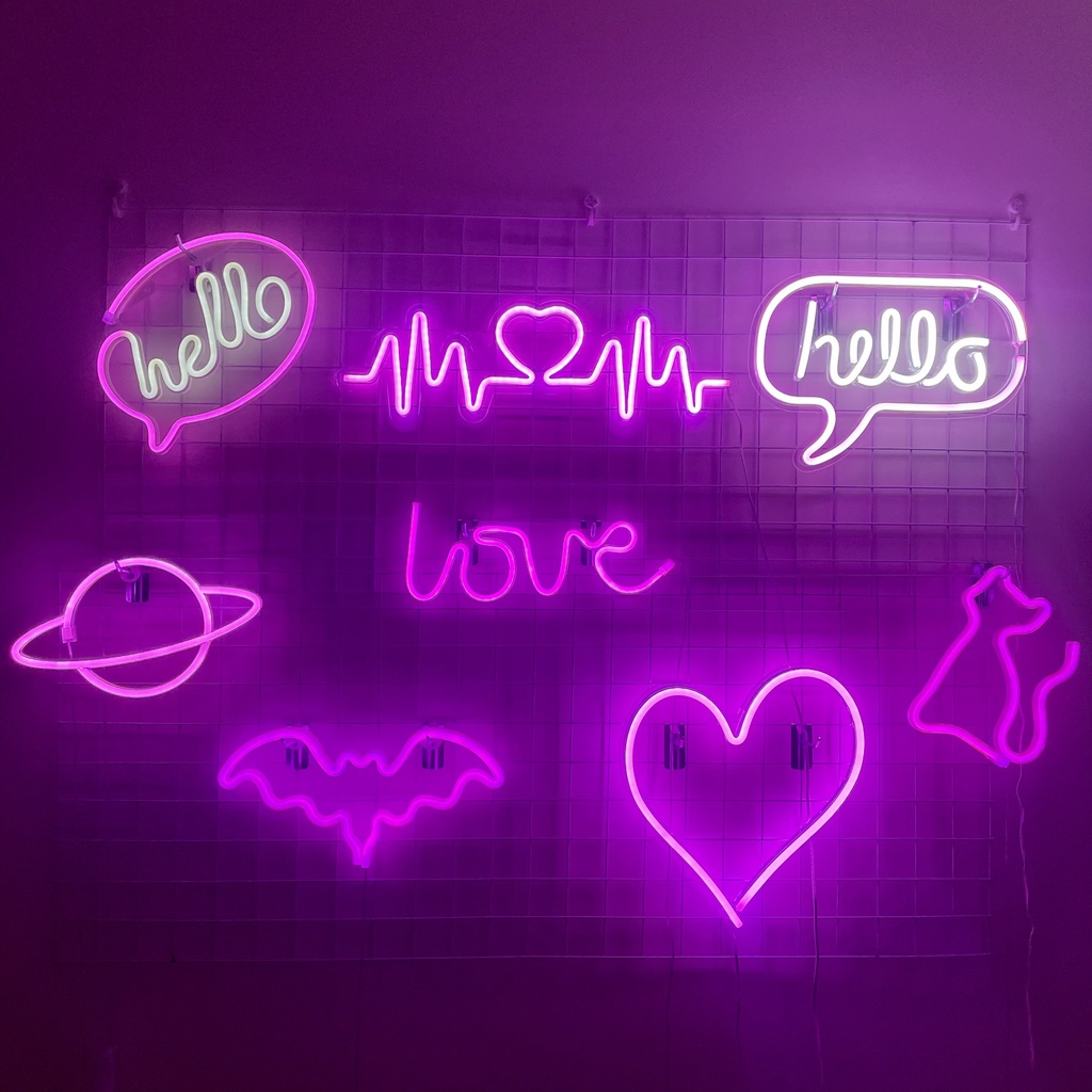 【TẶNG MÓC TREO 】Đèn led neon mẫu dùng USB Nhịp đập Trái tim trang trí DECOR tường , phòng ngủ , quán, lễ tết sundecor.