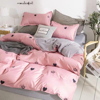 [ RẺ VÔ ĐỊCH ] Bộ chăn ga Cotton Poly tim vương miện - mẫu mới phong cách Hàn Quốc