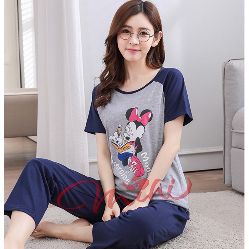 Bộ đồ bầu áo cộc quần dài mặc nhà mickey