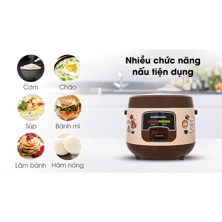 Nồi cơm nắp gài Sunhouse 1 lít SHD8208C- hàng trưng bày 95% -Số người ăn 2 - 4