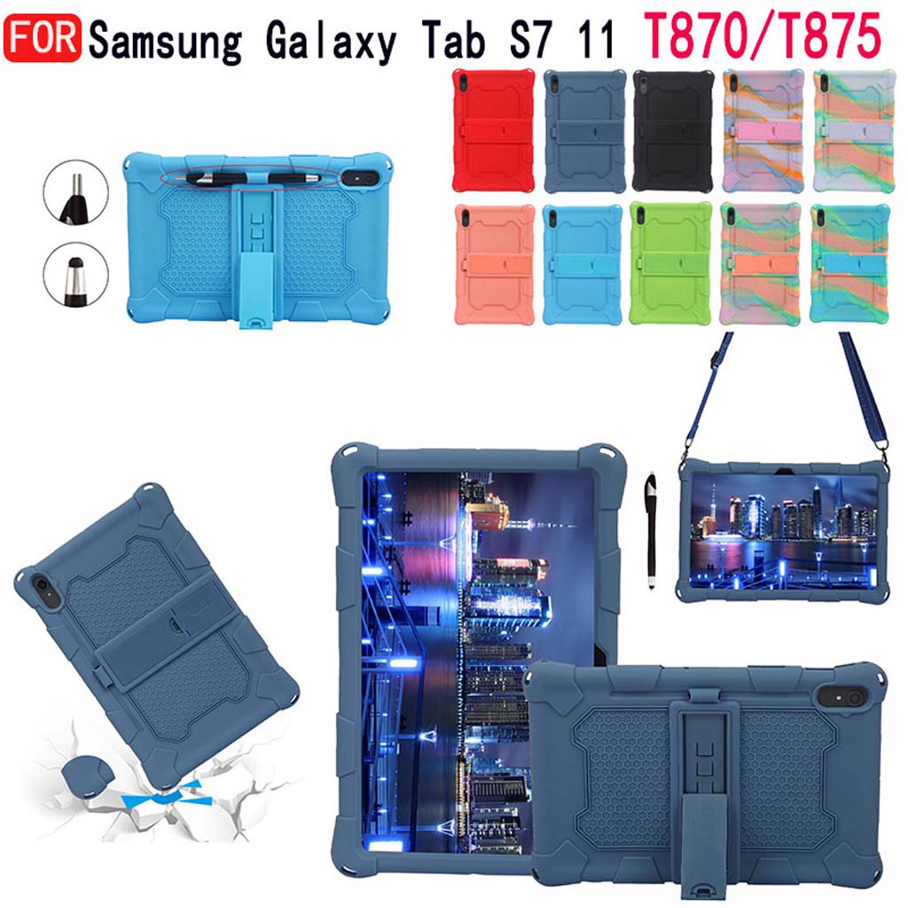 Ốp lưng Silicone mềm có dây cho Samsung Galaxy Tab S7 11 inch T870 T875