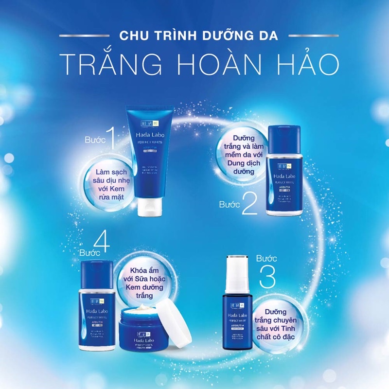 SET 5 GÓI Kem dưỡng trắng HADA LABO Perfect White Arbutin