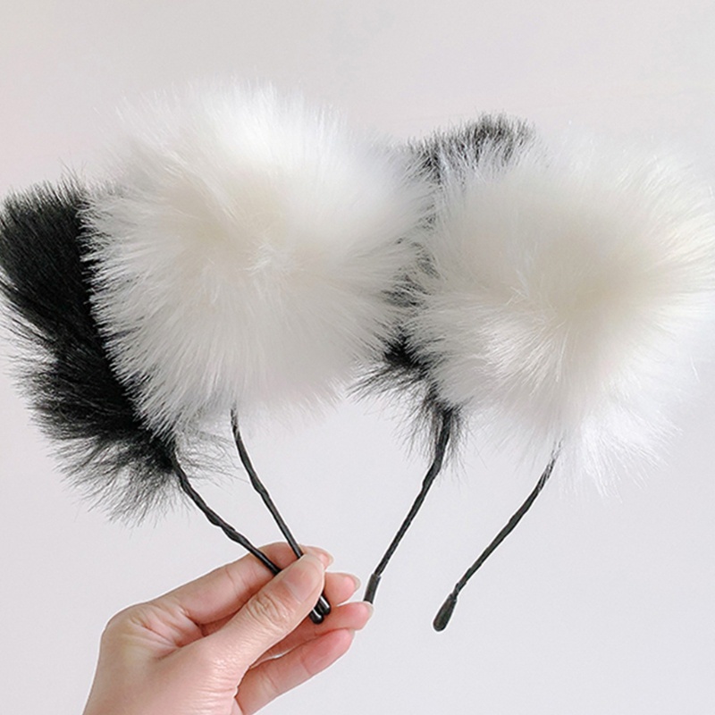 Băng Đô Tai Mèo Phối Lông Hóa Trang Lolita Dễ Thương