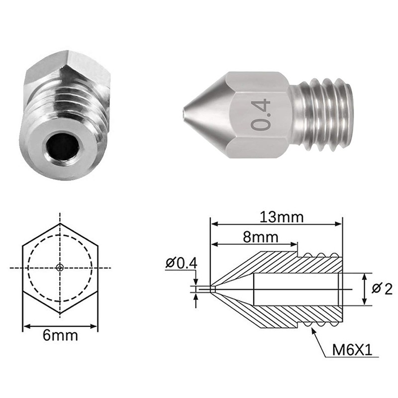 10 Pcs Mk8 0.4 mm/1.75 mm 3D Printer Nozzles,Hardened Stainless Steel Extruder Nozzles with 3 Pcs Nozzle Cleaning  | BigBuy360 - bigbuy360.vn
