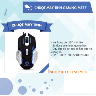 Chuột MORZZOR MZ-17 Led 7 Màu Game THIẾT KẾ ĐỘC ĐÁO GIÀNH RIÊNG CHO GAME THỦ