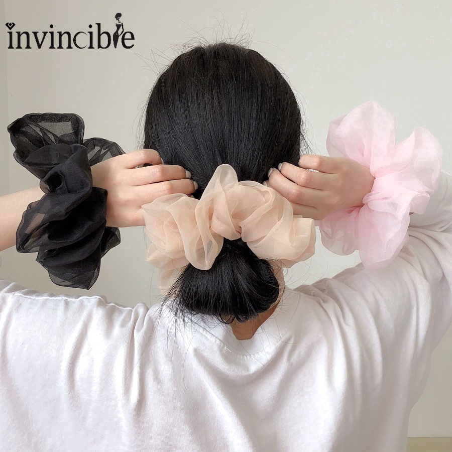 Oversized Organza Elastic Hair Rope/ Elegant Large Fairy Chiffon Ponytail Holder Women Girl's Hair Accessories