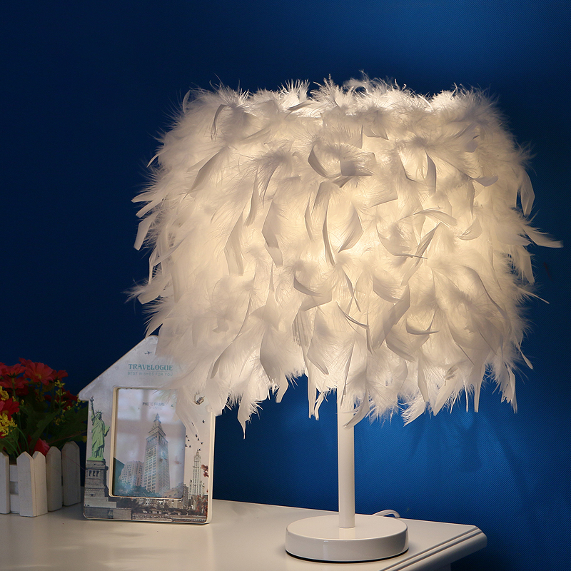 Table lamp / Night light with lovely feathers, 220V, ON / OFF