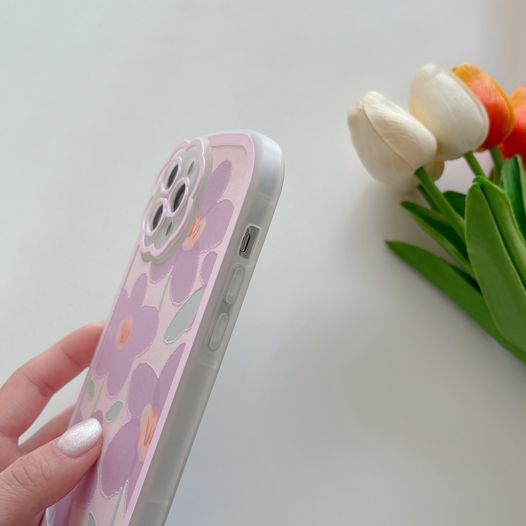 Ốp điện thoại tpu mềm chống sốc hình hoa màu tím thời trang dành cho iPhone 11 12 13 Pro max XS XR