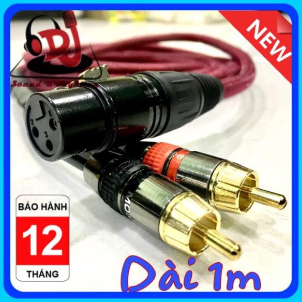 Dây Jack canon cái ra 2 đầu jack av dây dài 1m dây tín hiệu vang số ra loa subwoofer