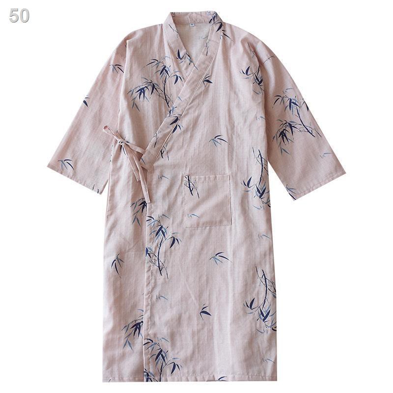 Váy ngủ phong cách cặp đôi, nam và nữ áo Nhật Bản mùa xuân, hè thu, gạc, kimono, đồ cotton hấp, dịch vụ tại nhàT