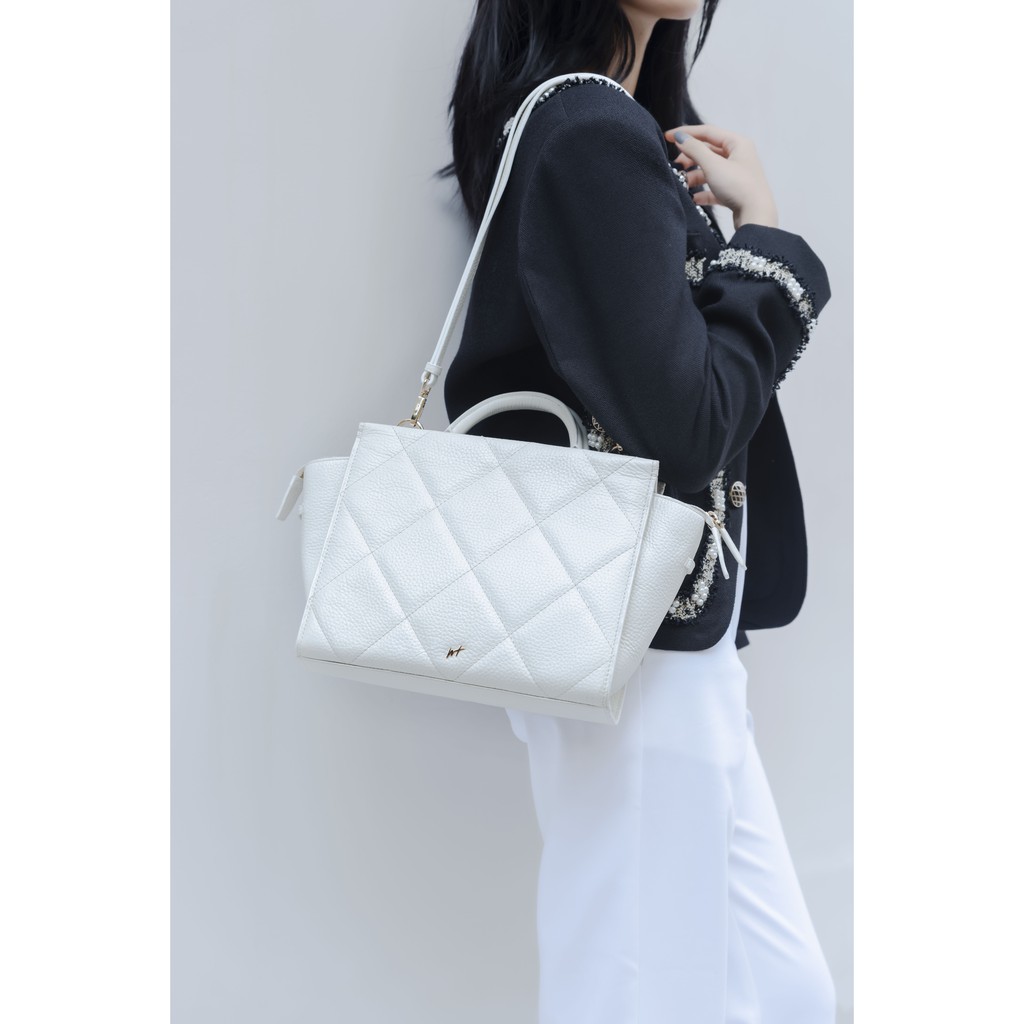 Túi Xách Nữ Da Bò Có Quai Đeo Cao Cấp Màu Trắng, Màu Đen WT Leather FENSE-F