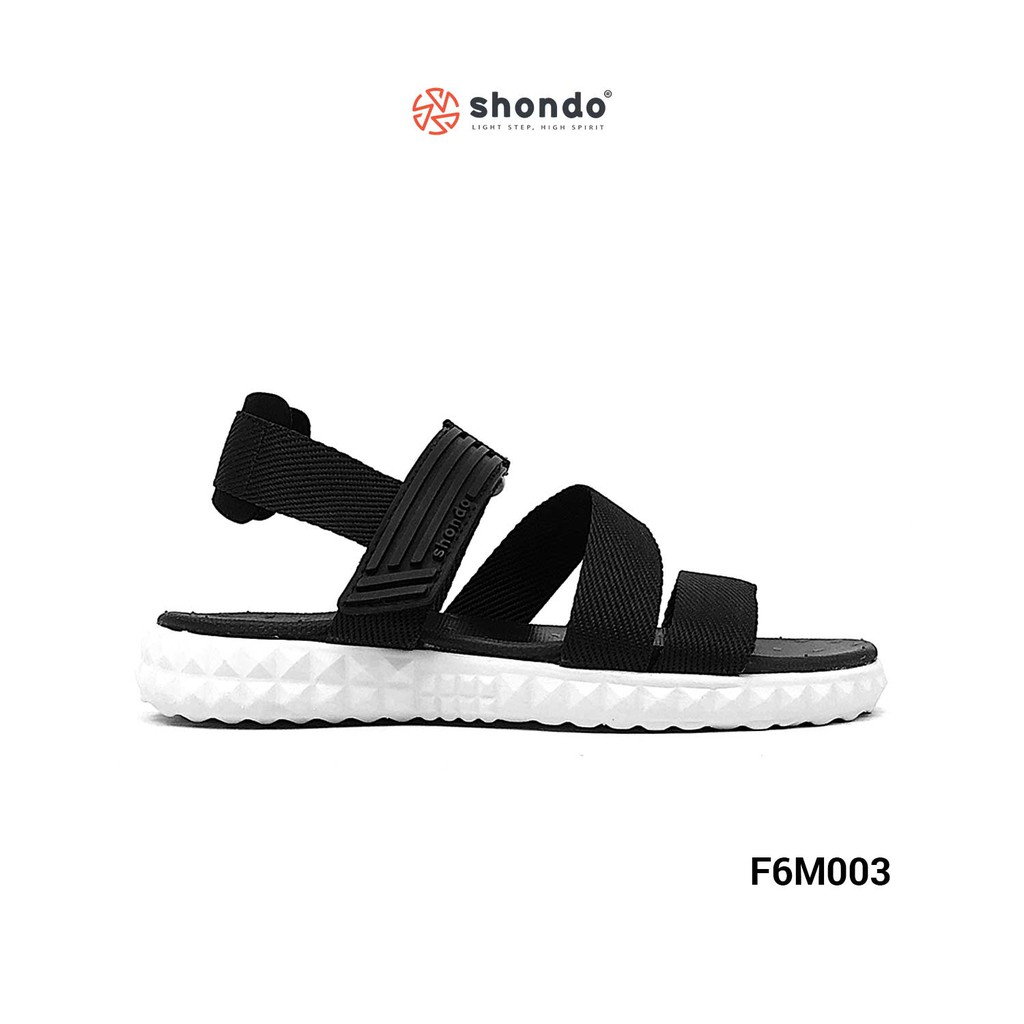 Sandal Nam nữ Chính hãng - Sandan Shondo đen trắng F6M003 - Bảo hành 12 tháng - Giày dép quai hậu ngang Sales 8-8