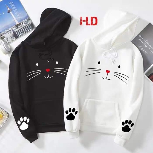 Áo hoodie ria mèo in dấu chân tay HDA1019 | BigBuy360 - bigbuy360.vn