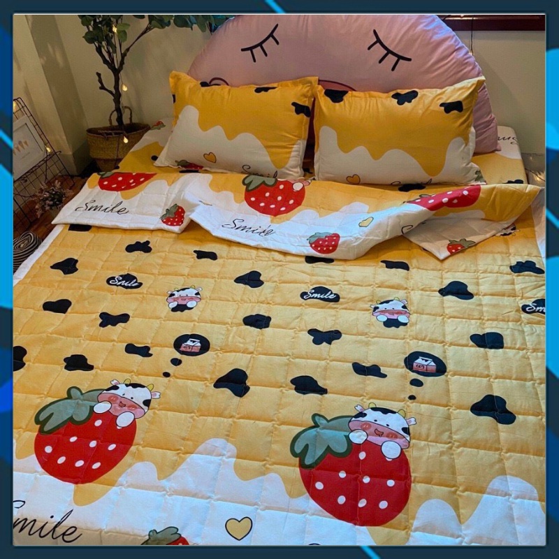 Bộ Ga Gối Cotton Poly Chăn Hè Hàng Đẹp Nhiều Mẫu Full Size