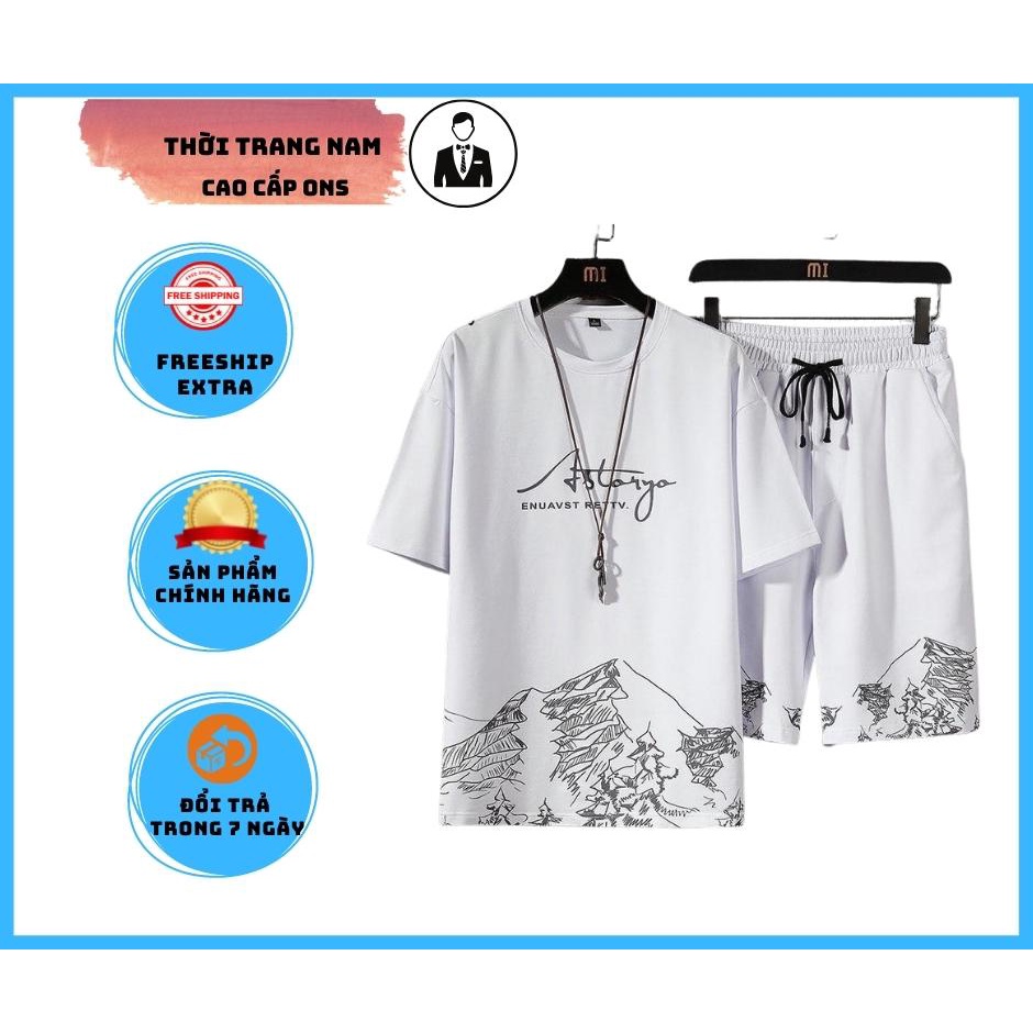 Bộ đồ nam thể thao mùa hè cá tính in núi ONS021