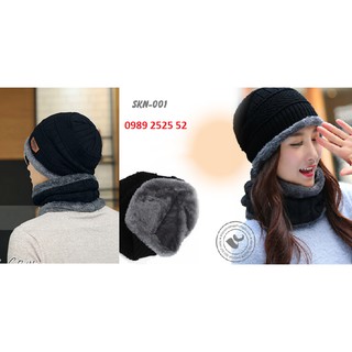 (Mua 1 tặng 1) Mũ len + khăn len Set Nữ