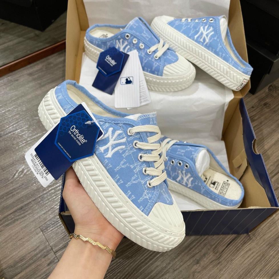 Giày thể thao sục mlb ny xanh nhạt , giày dép sneaker nữ kiểu dáng lười , đạp gót bản đẹp full box | BigBuy360 - bigbuy360.vn