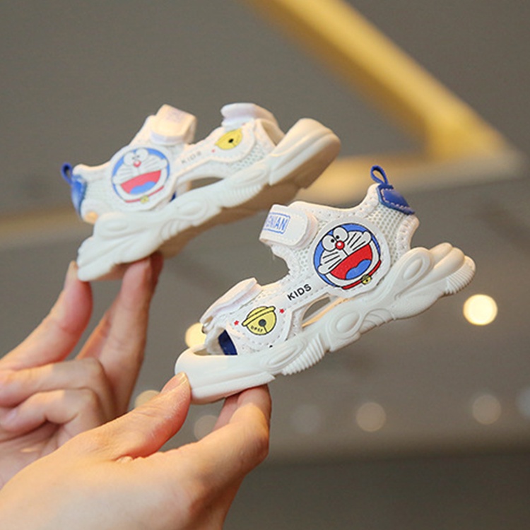 Giày sandal 2 khoá dán thời trang cho bé 1-3 tuổi, dép quai hậu DOREMON đi học, đi chơi nhẹ êm, thoáng chân cho bé