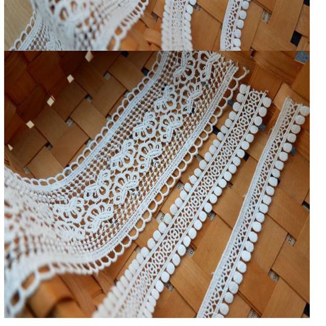 Dây ren cotton rộng 1.6cm-7.4cm trang trí làm đồ thủ công DIY
