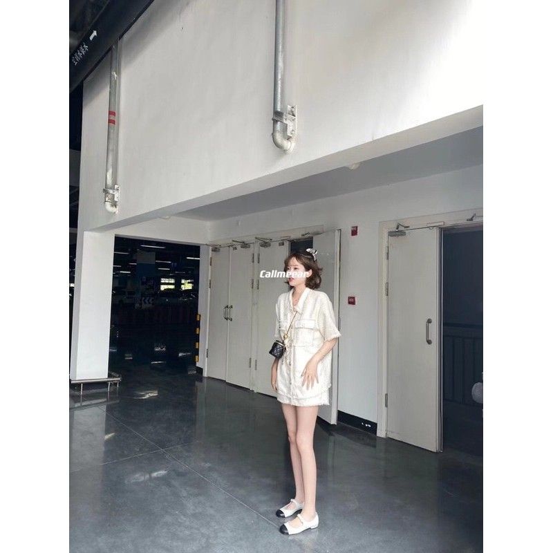 (ORDER TAOBAO) Set dạ tweed gồm áo và quần cúc đồng