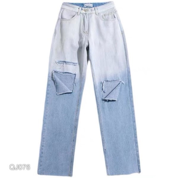 Quần Jean nữ VN CLO ống rộng loang màu - QJ076