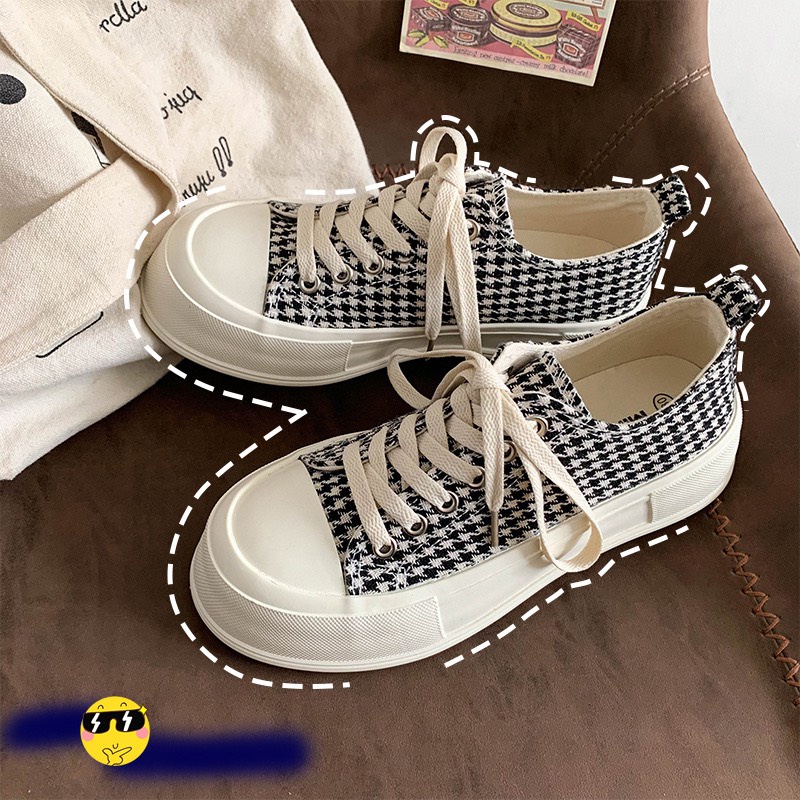 Giày thể thao nữ hàn quốc kẻ Karo đế độn 3cm hottrend