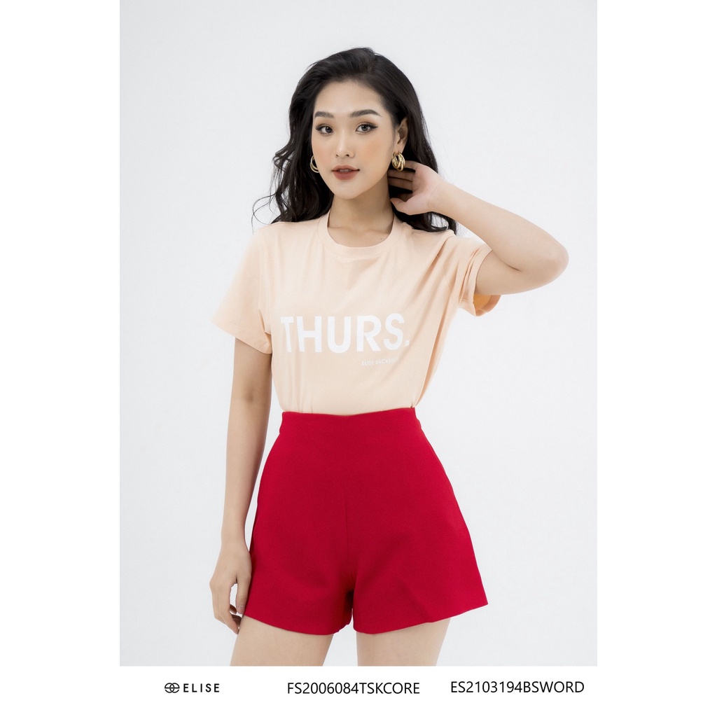 Quần short đỏ cạp liền thiết kế Elise ES2103194BSWORD