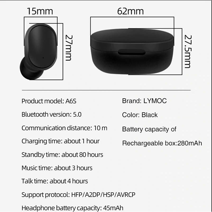 Tai Nghe Bluetooth Không Dây TWS A6s Airdots