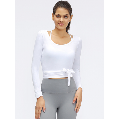 Áo thun dài tay thể thao nữ Lululemon đích thực thắt nơ hở lưng gợi cảm ưu nhược điểm của hai cách mặc