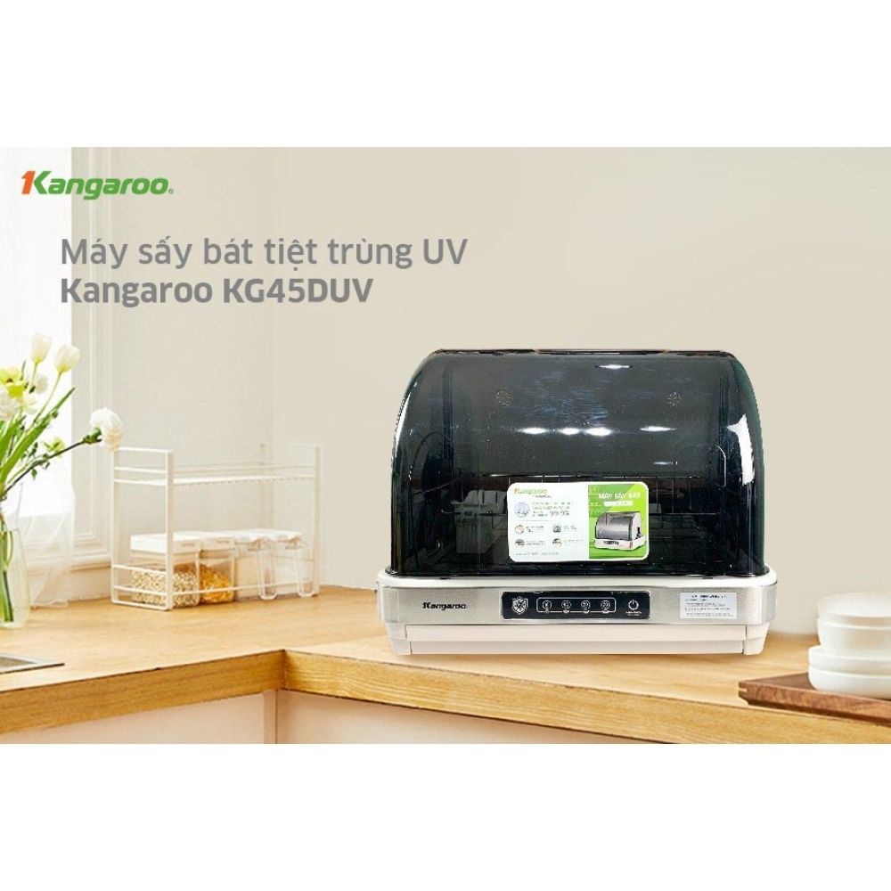 Máy Khử Khuẩn Bát Kangaroo KG45DUV , Máy Sấy Bát Đũa Có Tích Hợp Tiệt Trùng Bằng Tia UV Khử Khuẩn 99,9% Bảo Vệ Sức Khỏe