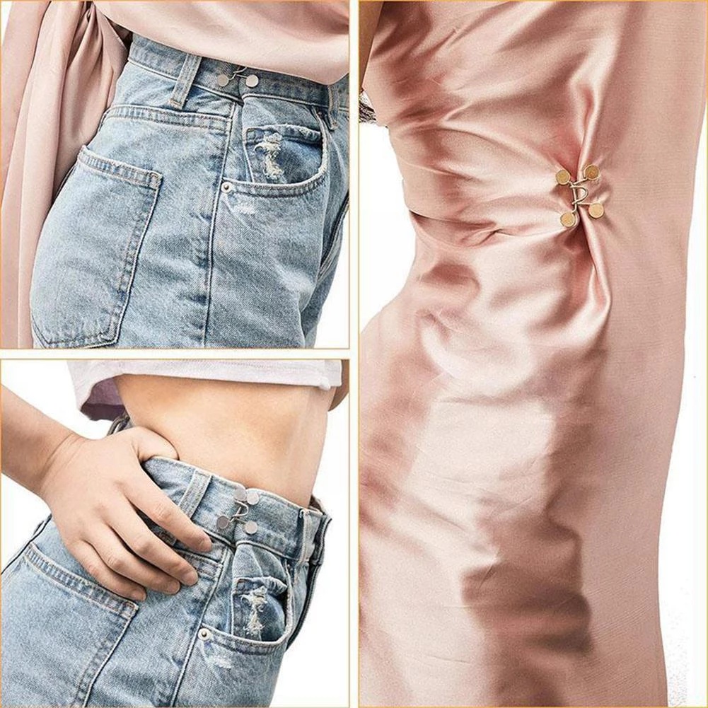 Bộ nút điều chỉnh lưng quần jean không cần may có thể tháo rời DIY