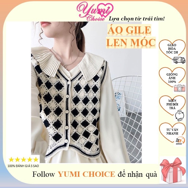 Áo gile nữ đẹp len móc /FREESHIP/ Áo gile croptop kết hợp váy áo sơ mi Áo gile dệt kim dài đẹp hàng thiết kế
