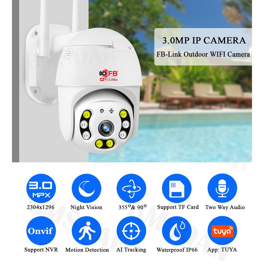 Camera IP Wifi FB-LINK Robo TY301 3.0MP Kèm Thẻ Nhớ 64GB - Ngoài Trời | BigBuy360 - bigbuy360.vn