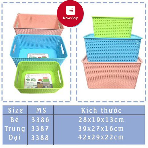 Giỏ nhựa đựng đồ có nắp Song Long Plastic đa năng tiện dụng, nhiều size( lớn:3388; trung:3387; bé:3386)