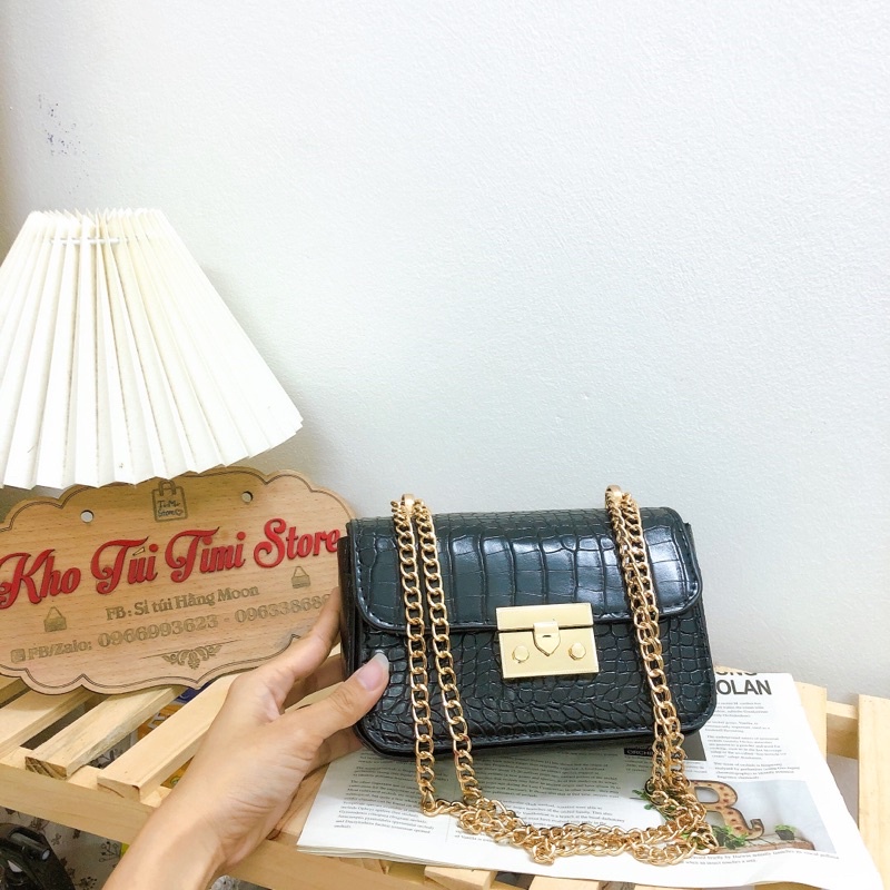 Túi xách đeo chéo nữ khóa bấm da rắn dây xích rẻ đẹp thời trang TIMISTOREHN TN009