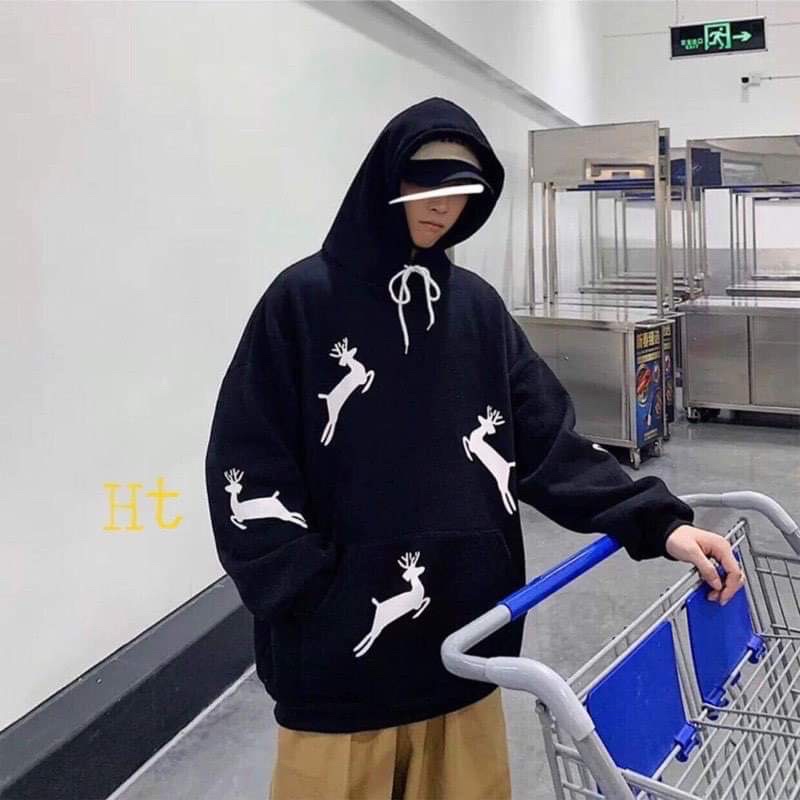 Áo hôdie Cotton tuần lộc toàn thân H2A